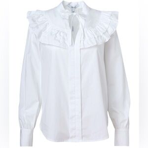10 Crosby Derek Lam Renee long sleeve ruffle blouse in white cotton poplin Sz 8